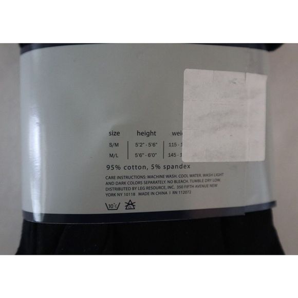 Anne Klein 112072 Women's Sz M/L Black Full Length Cotton Blend Leggings - Picture 3 of 3